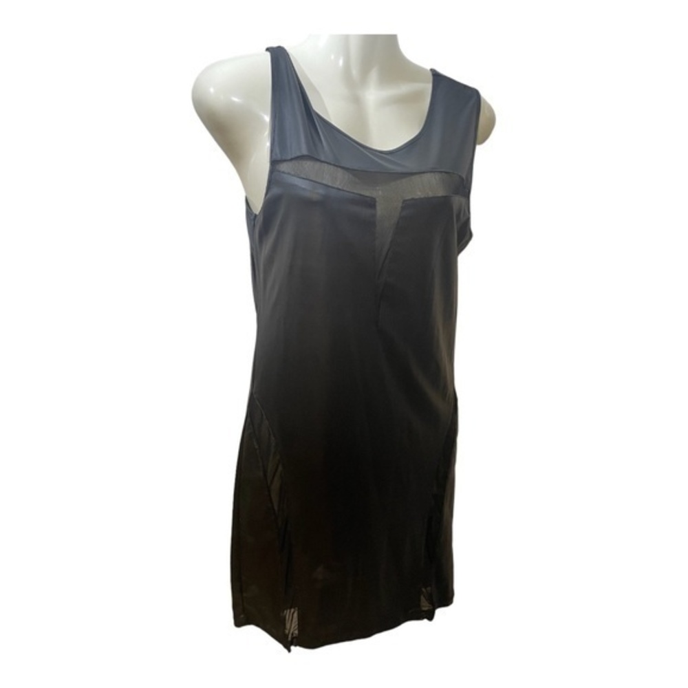 Seductions Womens Cocktail Dress Black Vegan Leather Cut out Sleeveless Size L